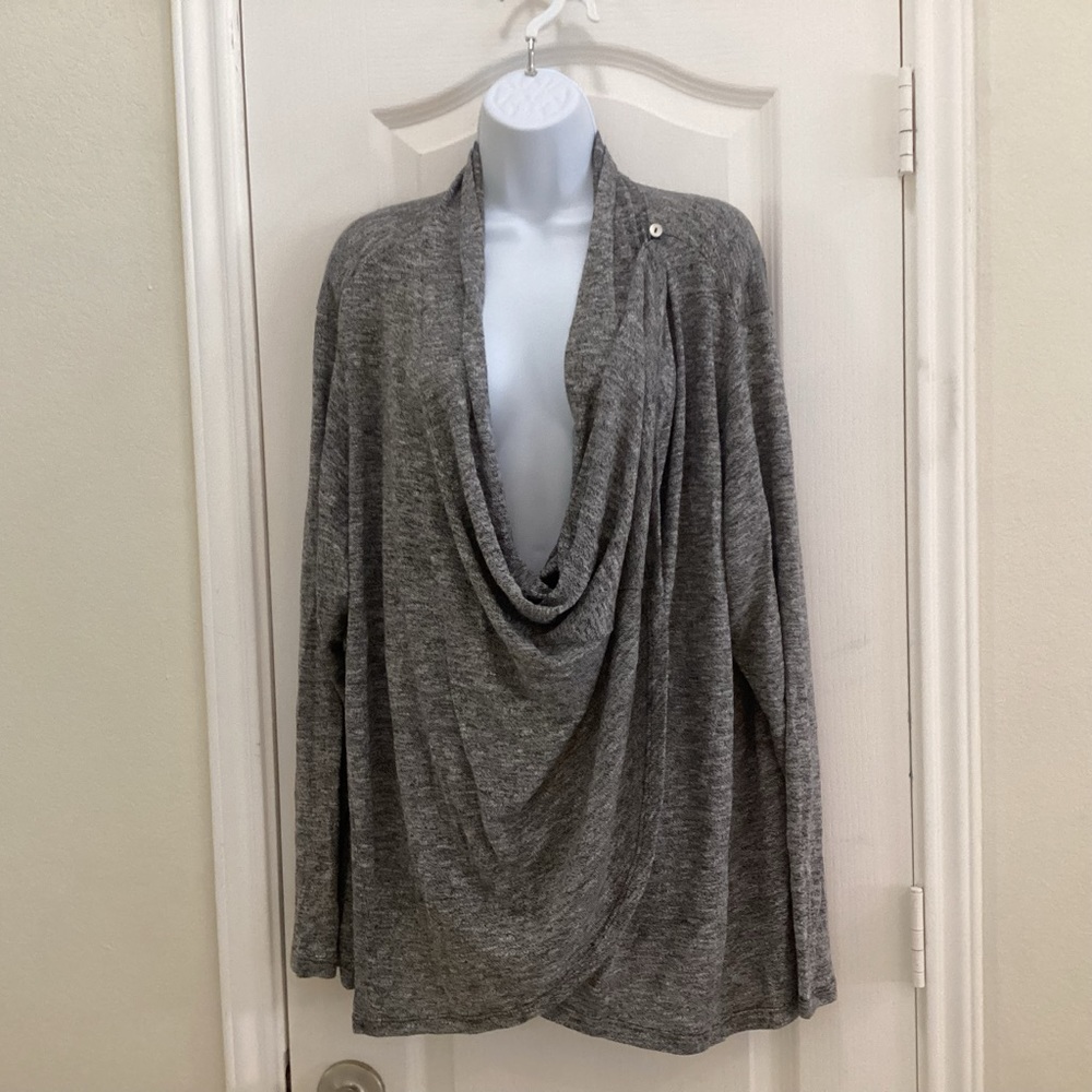 Concepts Cowl Neck Cross Front Gray Cardigan